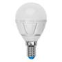 Лампа светодиодная Uniel E14 7W 3000K матовая LED-G45-7W/WW/E14/FR PLP01WH UL-00000773