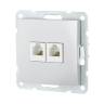 Розетка LK Studio компьютерная 2хRJ-45 кат. 5е с накладкой (серебристый металлик) LK60 866203-1 купить в интернет-магазине SVETHUB в Москве