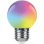 Лампа светодиодная Feron E27 1W RGB матовая LB-37 38126